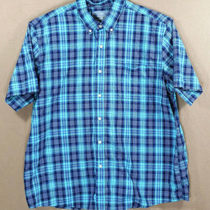 Saddlebred SS 2XL Mens Blue Plaid Shirt